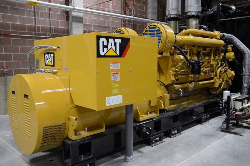 The CHP system for Fort Knox: six Cat G3520C gas generator sets and ten Cat 3516 diesel generator sets