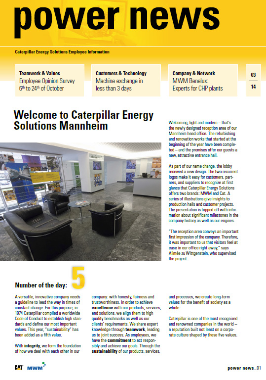 power news - employee magazine of Caterpillar Energy Solutions GmbH