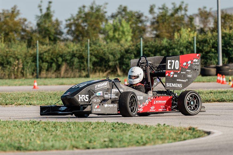 The racing car of the CURE Mannheim Formula Student team is developed and built by the students.