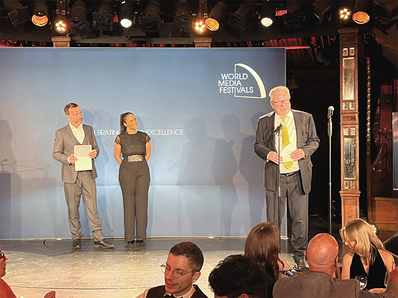 Official award ceremony on stage at the WorldMediaFestivals 2025 in Berlin, Germany.